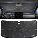 2026 Upgraded Windshield Sun Shade Umbrella [7-Layer Vinyl Coating Heat Shield] Foldable Front Window Sunshade Umbrella Flexible Handle Protect Interior from UV Keep Car Cooler (57" x 31")