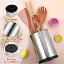 2 Pack 360 Rotating Stainless Steel Utensil Holder for Countertop, 4-Compartment Kitchen Organizer with Non-Slip Base, Large Capacity Spoon Fork Knife Crock for Cooking Tools Storage