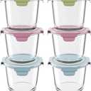 Freshmage 23oz Glass Meal Prep Containers with Lids, Airtight 3-Cup Glass Storage Containers Set, Heat-Resistant BPA-Free for Soup, Leftover, Microwave, Dishwasher, and Freezer Safe (6 Packs) (Multicolor)