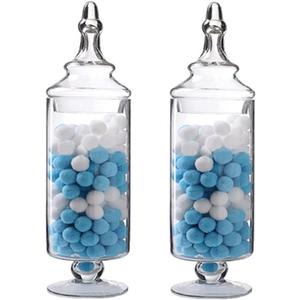 Glass Apothecary Jars Clear Elegant Decorative Buffet Jars Wedding Candy Organizer Storage Canisters Small Home Decor 2 Pcs