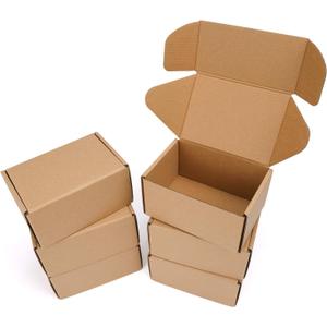 6x4x3 inch Shipping Boxes Set of 6 Brown, Inner Size 5.6x3.6x2.6 inch Cardboard Box Mailers for Small Business Packaging Mailing or Gift Wrapping Giving