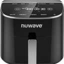 Nuwave Brio Plus 8 Qt Air Fryer, PFAS Free, New & Improved, Digital Touch Screen, Cool White Display, 50F~400F in Precise 5, 5 Cook Functions, 100 Presets & 50 Memory, 3 Wattages 700, 1500, 1800
