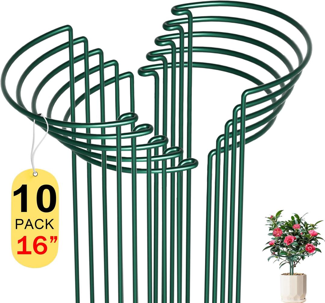SYITCUN 10 Pack Peony Cages and Supports, 10" (W) x 16"(H) Plant Support, Rust-Proof Metal Plant Support Stakes for Outdoor&Indoor Plants