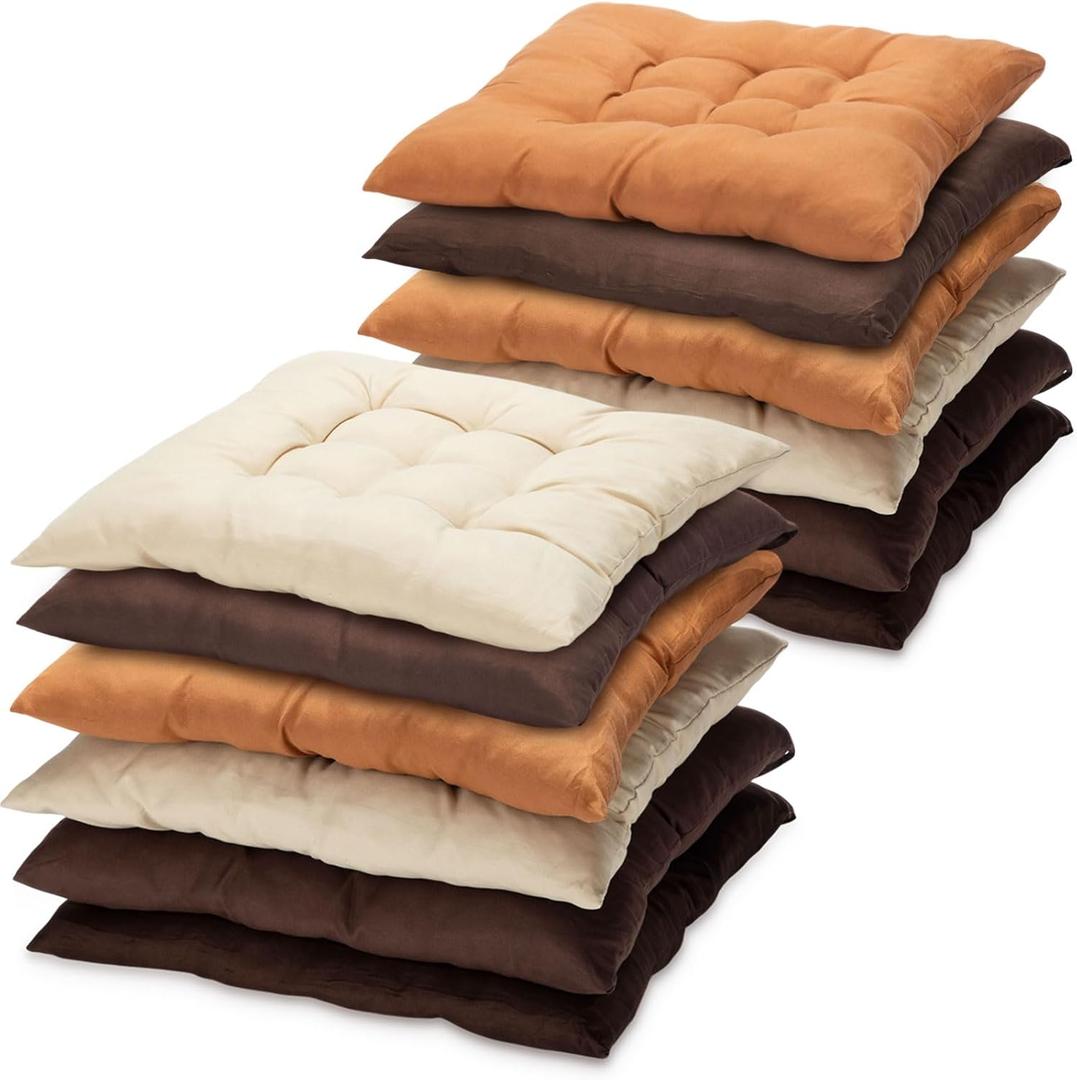 Geetery 12 Pcs Floor Pillows Bulk Seating Cushions for Floor Chair 15.7'' Large Meditation Cushion for Yoga Living Room Tatami Bedroom Balcony Office (Coffee Color,Square)