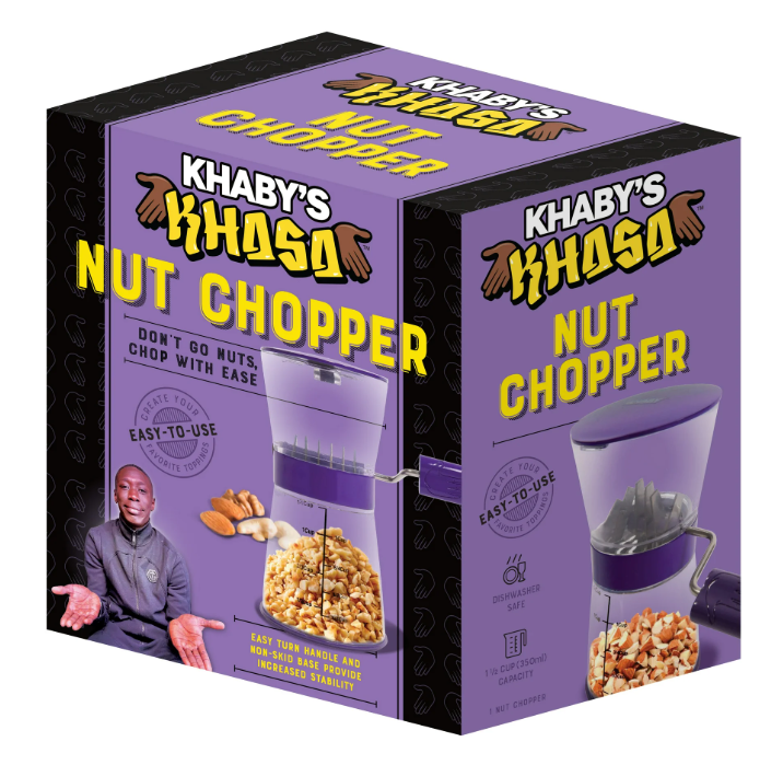 Khaby Lame Manual Nut Chopper Grinder, Easy to Use Crank, Dishwasher Safe, Includes Non-Skid Base