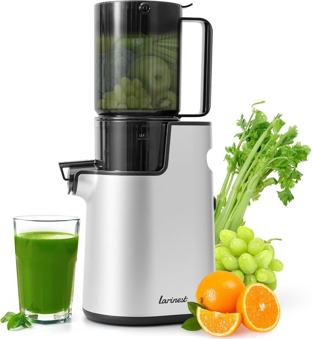 Slow Masticating Juicer Machines Cold Press Juicer Machines with 4" Wide Chute Pure Juicer Machine for Vegetables and Fruits,Reverse Function,NO BPA,JC01,Silver