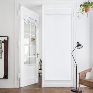 HOMEIDEAS Pure White French Door Curtain, Privacy Blackout Door Curtains, 26 X 80 Inch Shades for Glass Window, Thermal Insulated Covering Tie Up Shade for Bedroom, 1 Panel