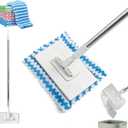 Snap Grip Mini Mop, Zero Touch Mini Mops, Cloth Changing Mini Mop with Automatic Hands Free Push Pull Handle, Retractable Disposable Dust Mops