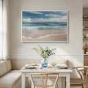 Framed Coastal Beach Wall Art for Room Decor, Blue Ocean Seascape Canvas Artwork for Walls, Nature Nautical Cozy Landscape Picture Print Beach House Wall Decor for Living Room Bedroom Hallway, 24x36