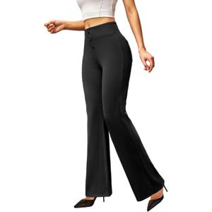 keriffe Womens Bootcut Dress Pants High Waist Stretchy Business Work Casual Trousers with Back Pockets Office Slacks (Small, Black)