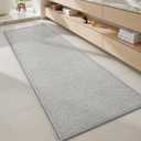 MontVoo Bathroom Runner Rugs,Chenille Absorbent Bath Mat Runner Quick Dry Rubber Backed Bath Runners Non Slip Washable Long Bathroom Rugs,Ultra Thin Bath Rugs Fit Under Door,17"x59",Grey