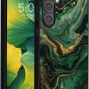 Samsung Galaxy S25 Plus Case,Slim Fit Glow in The Dark Luminous Hybrid Hard PC Soft TPU Bumper Shockproof Drop Protective Galaxy Plus S25 Case Green Gold Marble