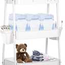 Baby Diaper Caddy Cart 3-Tier Metal Rolling Cart Nursery Storage Organizer for Baby Diapers and Newborn Essentials Storage
