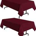 sancua 2 Pack Burgundy Tablecloth 60 x 102 Inch, Rectangle 6 Feet Table Cloth - Stain and Wrinkle Resistant Washable Polyester Table Cover for Dining Tables, Buffet Parties and Camping