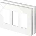 2 Pack BESTTEN 3-Gang Screwless Wall Plate, USWP4 Glossy Off White, Decorator Outlet Cover, H4.69 x W6.54, Decor Light Switch Plate, Decorative wallplate