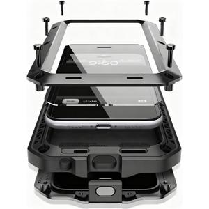 Marrkey Compatiable with iPhone 17 Case,360 Full Body Protective Cover Heavy Duty Shockproof [Tough Armour] Aluminum Alloy Metal Case with Silicone Built-in Screen Protector - Black