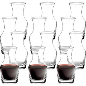 Jarsoph Set of 12 Single Serving Wine Carafe Individual Glass Decanter 6.5oz Mini Refill Decanters for Dinner Parties Tastings Bars Restaurants