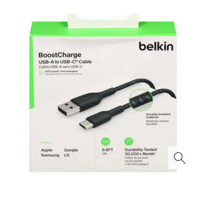 Belkin Black Braided USB-A to USB-C Charging Cable
