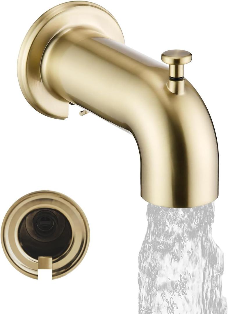 Extra Long Tub Spout with Diverter, Fits for 1/2" IPS Threads,Brushed Gold