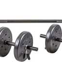 US Weight 105 Pound Barbell Weight Set for Home Gym| Adjustable Weight Set with Two Dumbbell Bars and Full 6 Ft Bar, Black