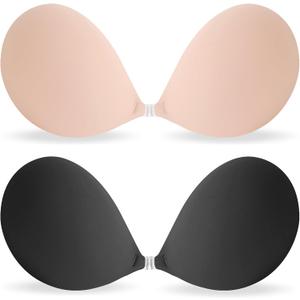MITALOO Adhesive Bra Invisible Sticky Strapless Push up Backless Reusable Silicone Covering Nipple Bras (Black Nude) MITALOO Adhesive Bra Invisible Sticky Strapless Push up Backless Reusable Silicone Covering Nipple Bras (Black Nude)