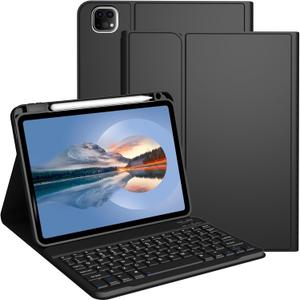 Keyboard Case for iPad Pro 13 Inch (M4) 2024 [Magnetic Detachable Wireless Keyboard][Support 3 System] Flip Stand Case with Pencil Holder for iPad 13 Pro 2024 (M4), Black