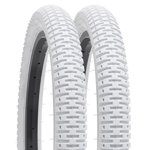 YUNSCM 2-PCS 16" Bike Tires 16x1.95/53-305 (White) Compatible with Kid Bike 16 x 1.95 16x2.0 All-Terrain Directional Tread Bicycle Tires (Y-1027)