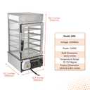 5-Tier Electric Bun Steamer, Commercial Stainless Steel Food Warmer Display with Automatic Temperature Control, for Buns, Baozi, Siomai, Corn, Buffet, Kiosk, Restaurant