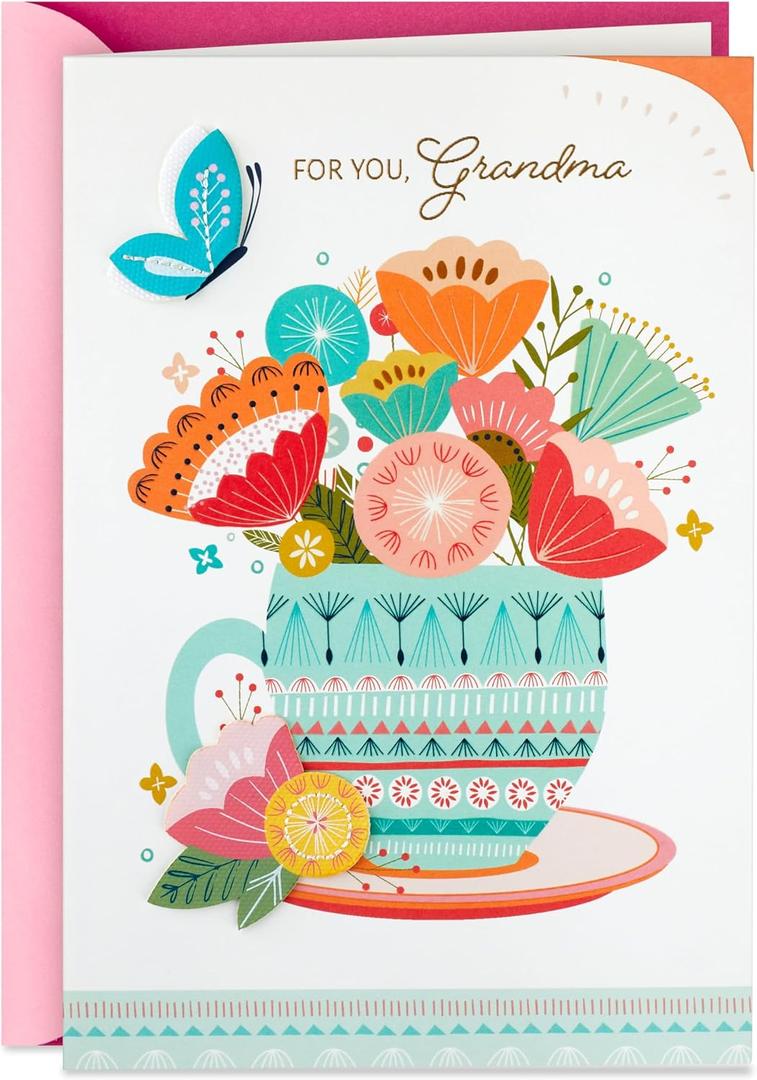 Hallmark Mothers Day Card for Grandma (Teacup with Flowers)