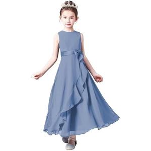 Little Juniors Girl Long Bridesmaid Dress Wedding Flower Girls Formal Pageant Party Dresses Chiffon Sleeveless, Size 12