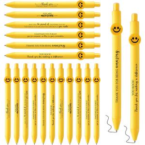Fuutreo 50 Pcs Employee Appreciation Gifts Inspirational Pens Motivational Quotes Ballpoint Pens Smile Face for Coworker Employee(Motivational)
