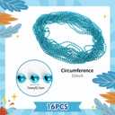 16pcs Teal Plastic Round Beaded Necklaces, 33inch Mardi Gras Party Decoration Supplies