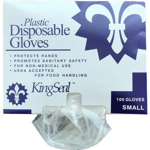KingSeal 1000 Count Embossed Poly Foodhandling Gloves, Powder-Free, Quick Change, Size Small, Bulk Pack Envelope-Style Dispenser - 10 Boxes x 100