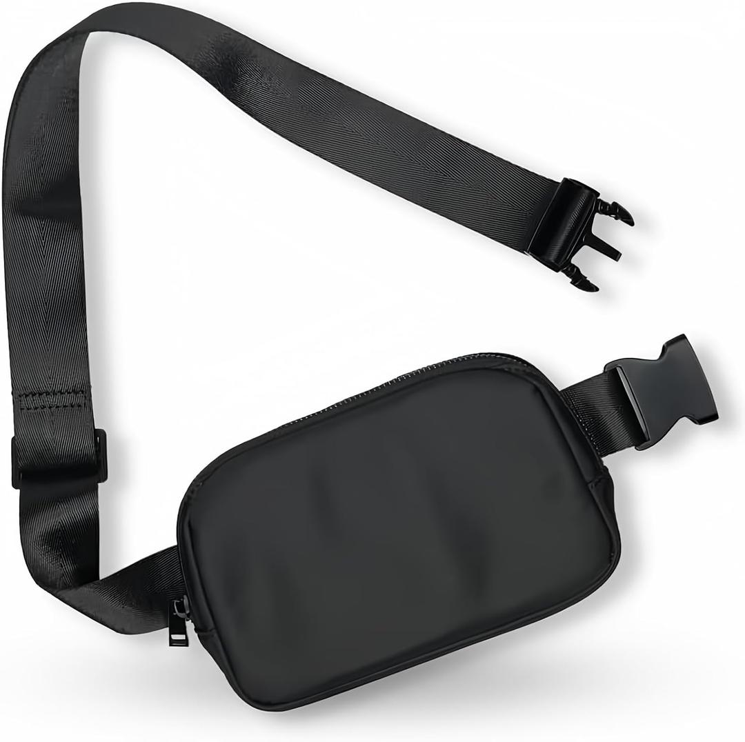 Boutique Belt Bag | Crossbody Fanny Pack for Women | Cute Mini Everywhere Bum Hip Waist Pack | Small Fashion Travel Chest Bag | Matte Black | Adjustable Extended Strap