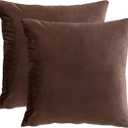 RainRoad Velvet Decorative Throw Pillow Covers Cushion Cover Pillow Case for Sofa Couch Bed Chair,Soft Square Brown Throw Pillows 18x18 Inch,Set of 2