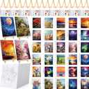 VioraWhite 30 Set Pre Drawn Canvas for Painting for Adults Sip and Paint Kit with Easels 8 x 10 Inch Summer Pre Printed Canvases with Paints Brushes Palette for Party DIY Gift(Astronomical Landscape)