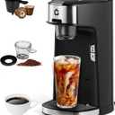 IDEALHOUSE Single Serve Coffee Maker, k Cup Compatibility, Auto Shut Off, Adjustable Tray, One-Button Fast Brew, 18.6 Oz Water Tank for Capsule, Ground & Tea, for Home, Office