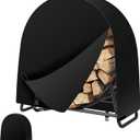 40 Inch Firewood Log Rack Cover 104 x 102 x 61 cm, Heavy Duty 600D Oxford Firewood Log Hoop Cover with PVC Backing, Outdoor Waterproof Round Fire Wood Rack Cover with Zipper, Buckles, Velcro