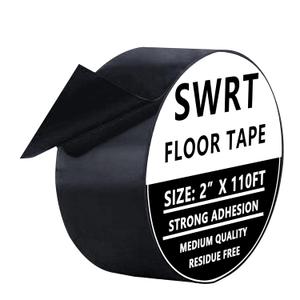 SWRT 2" x 110FT Black Floor Marking Tape and Dance Splicing Tape, Caution Gym Floor Tape Warning Safety Stripe Tape for Floor Marking, Athletics, School, Restaurants, Equipment and More