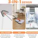 Wall Cleaner Triangle Mop with 82'' Long Handle - Wall Scrubber, Cleaning Washer Tool with 4 Microfiber Chenille Duster Pads for Clean Walls, Ceiling, Windows, Baseboards, Floors (Gray)