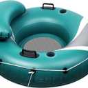 River Tubes for Floating Heavy Duty, Pool Float Adult,53" Inflatable Float Tube for Beach Lake Rafting, River Floats with Mesh Bottom (Green and Grey)