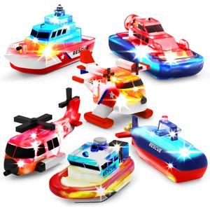 Tub Works Ocean Rescue Vehicles Light Up Bath Toys, 6 Pack | Water-Activated Light Up Toys Flash & Change Color | Easy-Grip Baby & Toddler Bath Toys | Sensory Toys with Bath Lights for Kids Bath