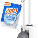 LOVLOY Toilet Plunger and Brush, Bowl Brush and Heavy Duty Toilet Plunger Set with Ventilated Holder, 2-in-1 Toilet Brush and Plunger Combo for Bathroom Cleaning (2 Pack, White)