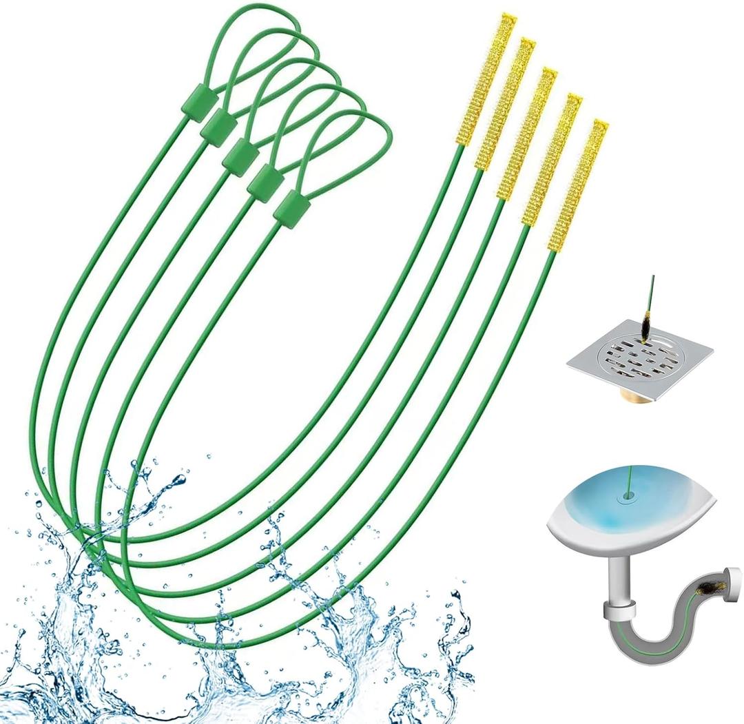 Collection 5 Pack 30 Inch Drain Snake Hair Clog Remover - Flexible Anti-Break Sink Snake with Nylon Layer, Swift Drain Cleaner Tool for Shower, Bathroom Sink, Bathtub Drains