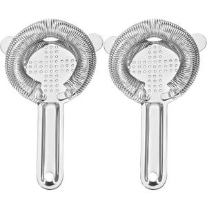 Cocktail Strainer, Stainless Steel Bar Strainer, Bar Tool Drink Strainer with Wire Spring for Professional Bartenders and Mixologists (2, Silver)