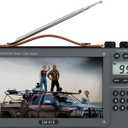 720P 7Inch Screen AM FM Movie Video Radio with Bluetooth Speaker, Rechargeable Digital Shortwave MP3 MP4 Player Radio, Support USB/Micro SD Card, Loud Speaker and Headphone Jack (NO TV)