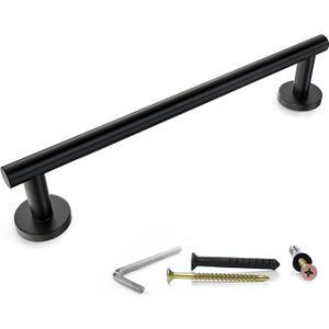 Matte Black Towel Bar 18 Inch – SUS304 Stainless Steel Wall Mounted Bathroom Towel Rack, Single Layer Rod, Rustproof Hand Towel Bar for Bathroom, Kitchen, Toilet – Installation Hardware Included
