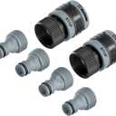 Melnor 65175AMZ 6 Piece Quick Connect Starter Set Connector Bundle, Product Adapter, Product End Connector, Black, Grey, 6 Pcs Set