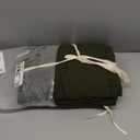 Linen Feel Olive Green Duvet Cover California King Size 104'' W x 98'' L, Percale 100% Washed Cotton Duvet Cover with Zipper Closure Plus 2 Pillowcases, Oeko TEX Standard 100 Certificated