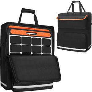 ORKELS Solar Panel Storage Bag for 2 Solar Panels, Carrying Case for Jackery SolarSaga 100W 100X 200W, Double-Layer Solar Panel Carrying Case with Multi Pockets